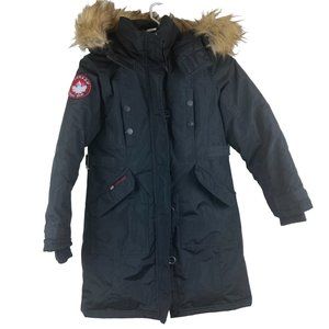 Canada Weather Gear Coat Jacket Girls Med SZ 10-12 Hood Black FLAW READ